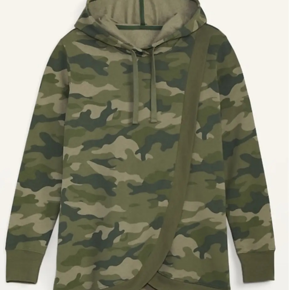 NEW Old Navy Maternity Olive Green Camo Hoodie Sweatshirt Crossover Nursing XL